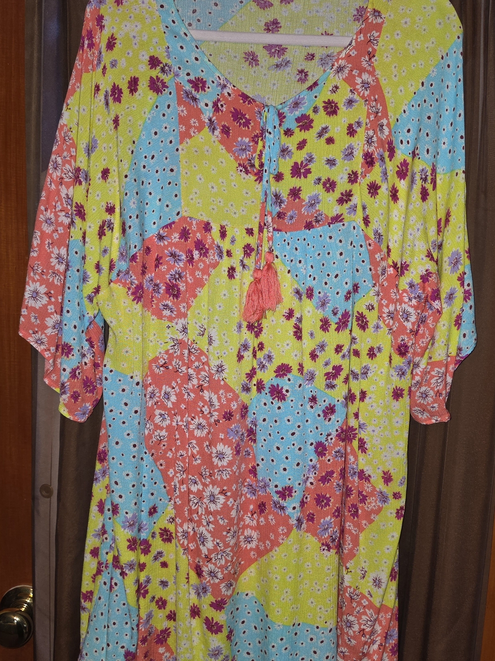 easel Multicolor Floral Patchwork Mini Dress